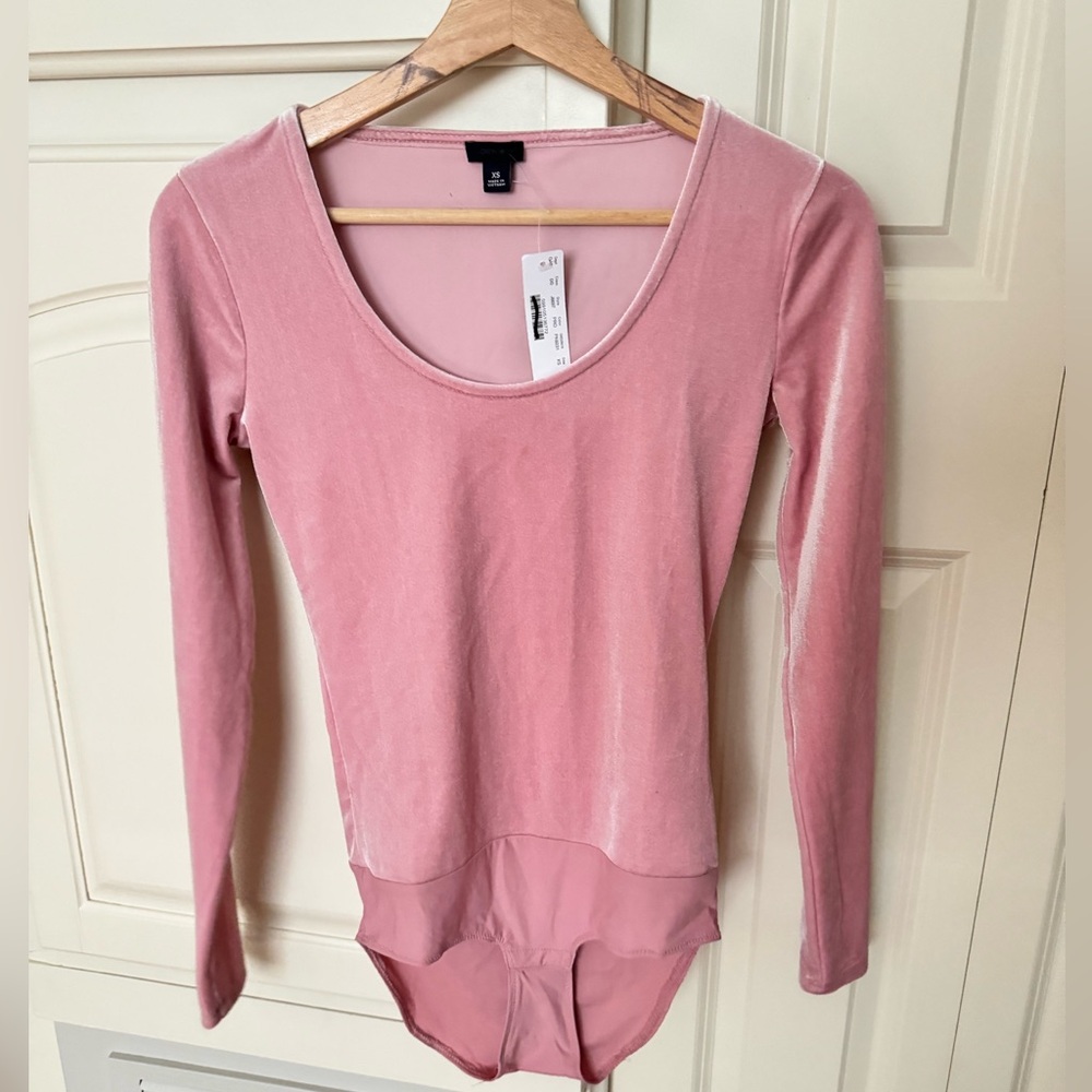 Pink velvet bodysuit